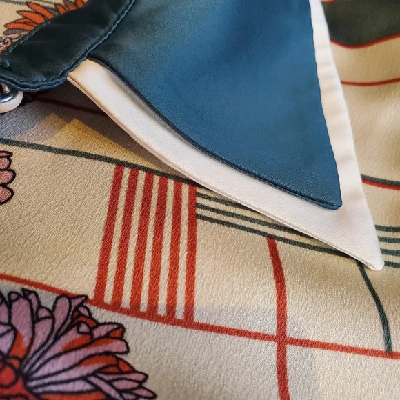 Modcloth Twice The Delight Silky Cream+Orange+Green Buttondown Blouse - Picture 2 of 8